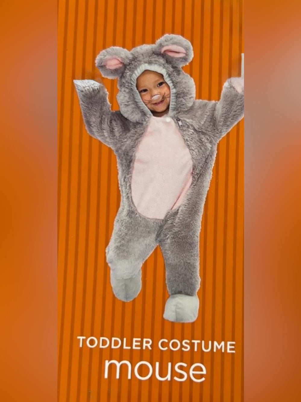 Mouse Halloween Costume Winter Thick Warm Stuffing Zip Hood Size 3T 4T